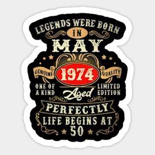 Made In May 1974 50Th Birthday Men 50 Year Old Sticker